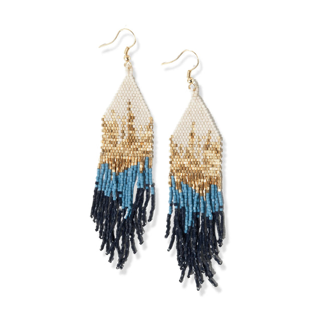 INK+ALLOY Lexie Horizontal Stripe Beaded Fringe Earrings in Pink