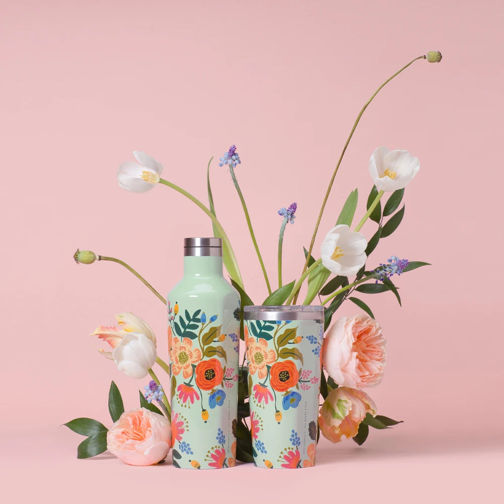 Corkcicle | Rifle Paper Co Stemless Flute | 7oz | Cream Lively Floral