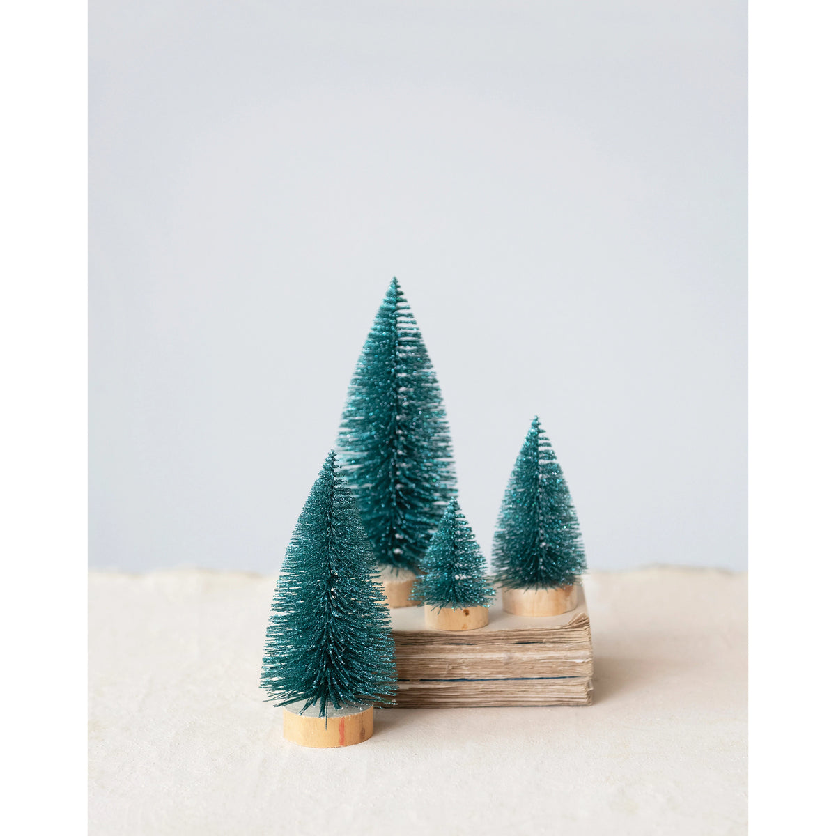 Aqua Glitter Bottle Brush Trees So Chic Boutique