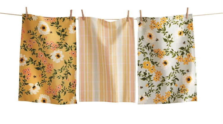 Bee Floral Dish Towel Set